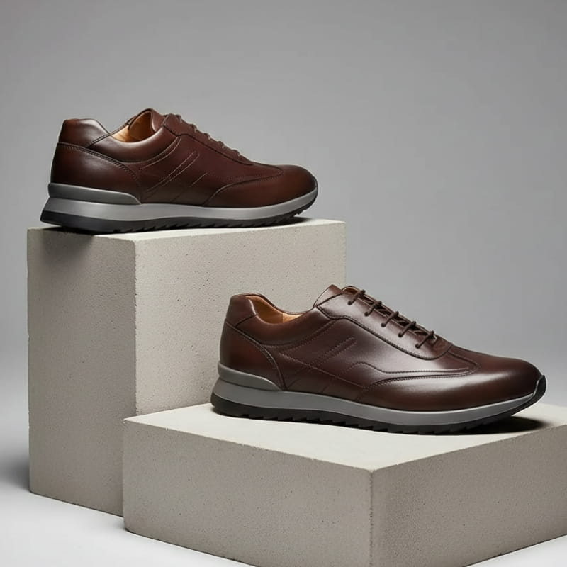Mauro Genuine Leather Casual Sneakers – Lace Up Breathable Comfort Shoes