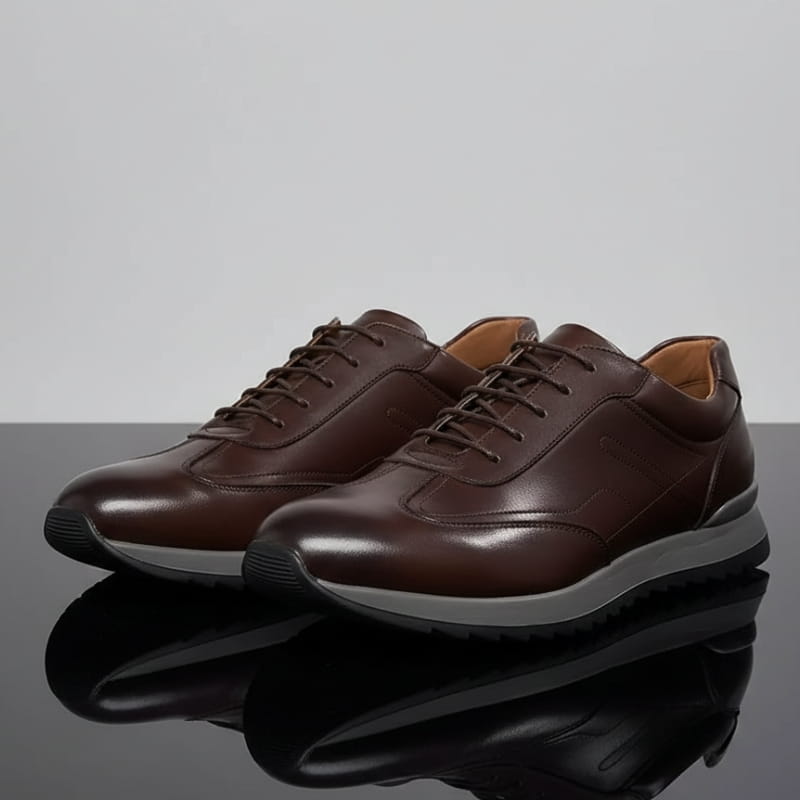 Mauro Genuine Leather Casual Sneakers – Lace Up Breathable Comfort Shoes
