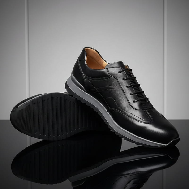 Mauro Genuine Leather Casual Sneakers – Lace Up Breathable Comfort Shoes