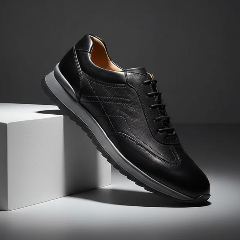 Mauro Genuine Leather Casual Sneakers – Lace Up Breathable Comfort Shoes