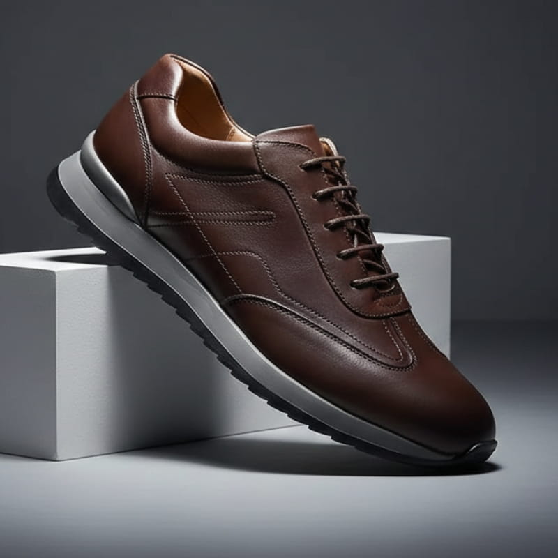 Mauro Genuine Leather Casual Sneakers – Lace Up Breathable Comfort Shoes