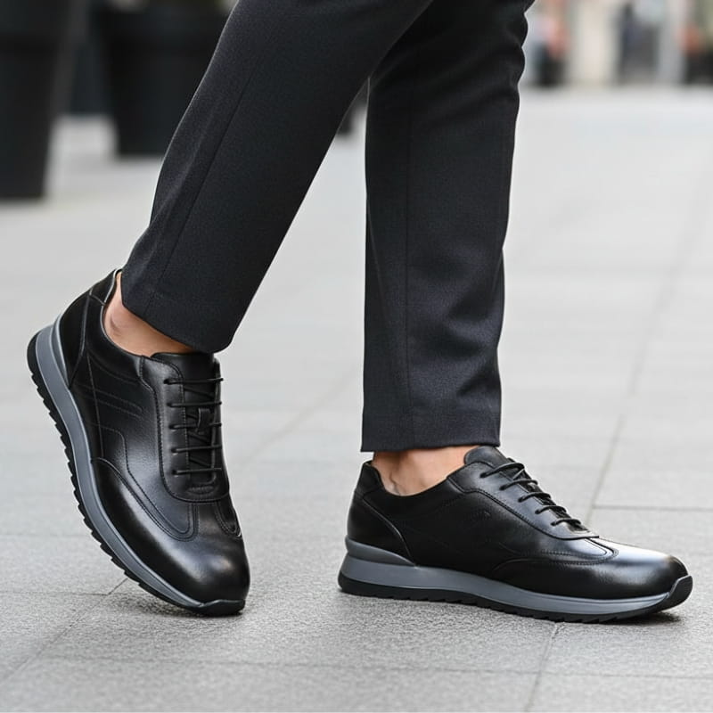 Mauro Genuine Leather Casual Sneakers – Lace Up Breathable Comfort Shoes