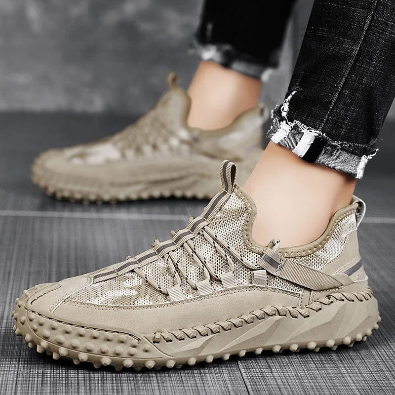 Clavio Genuine Leather & Mesh Sneakers – Rugged Lugged Sole Footwear