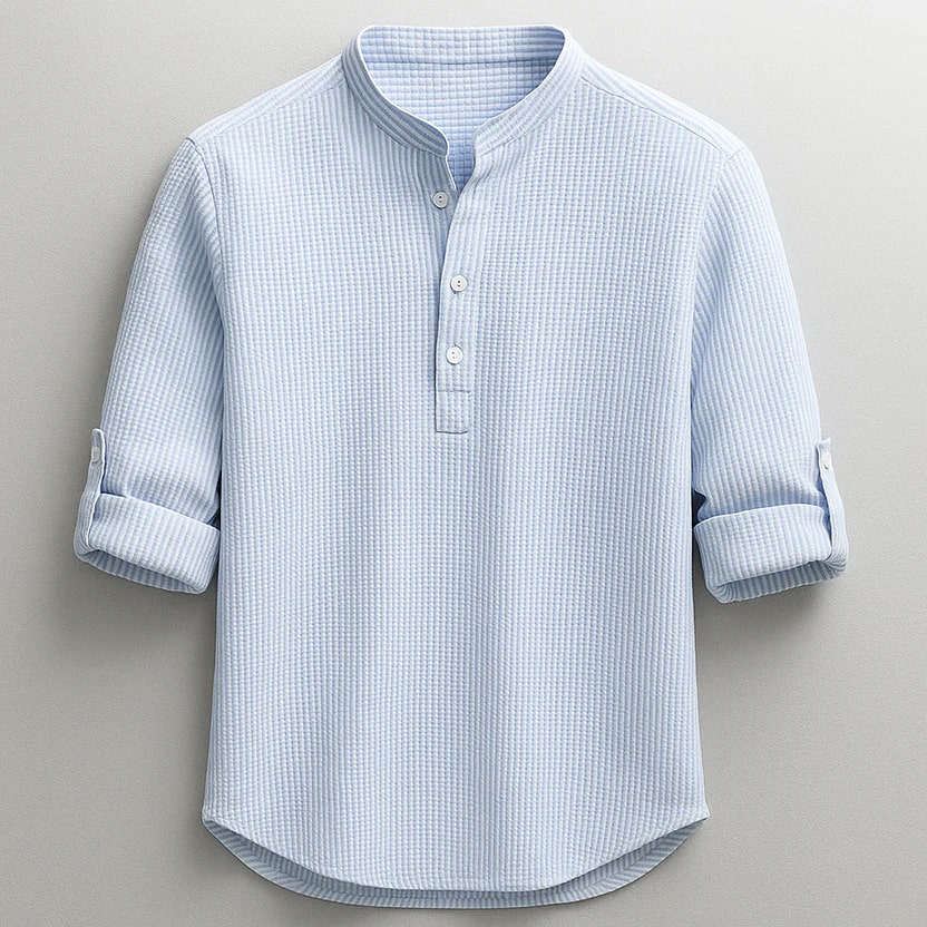Mason Men’s Shirt – Cotton Linen Henley Shirt