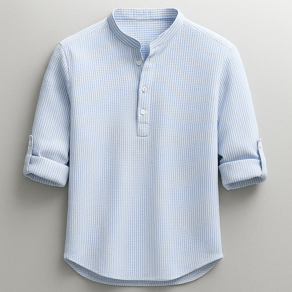 Callen Textured Cotton Henley Shirt – Relaxed Fit Casual Shirt