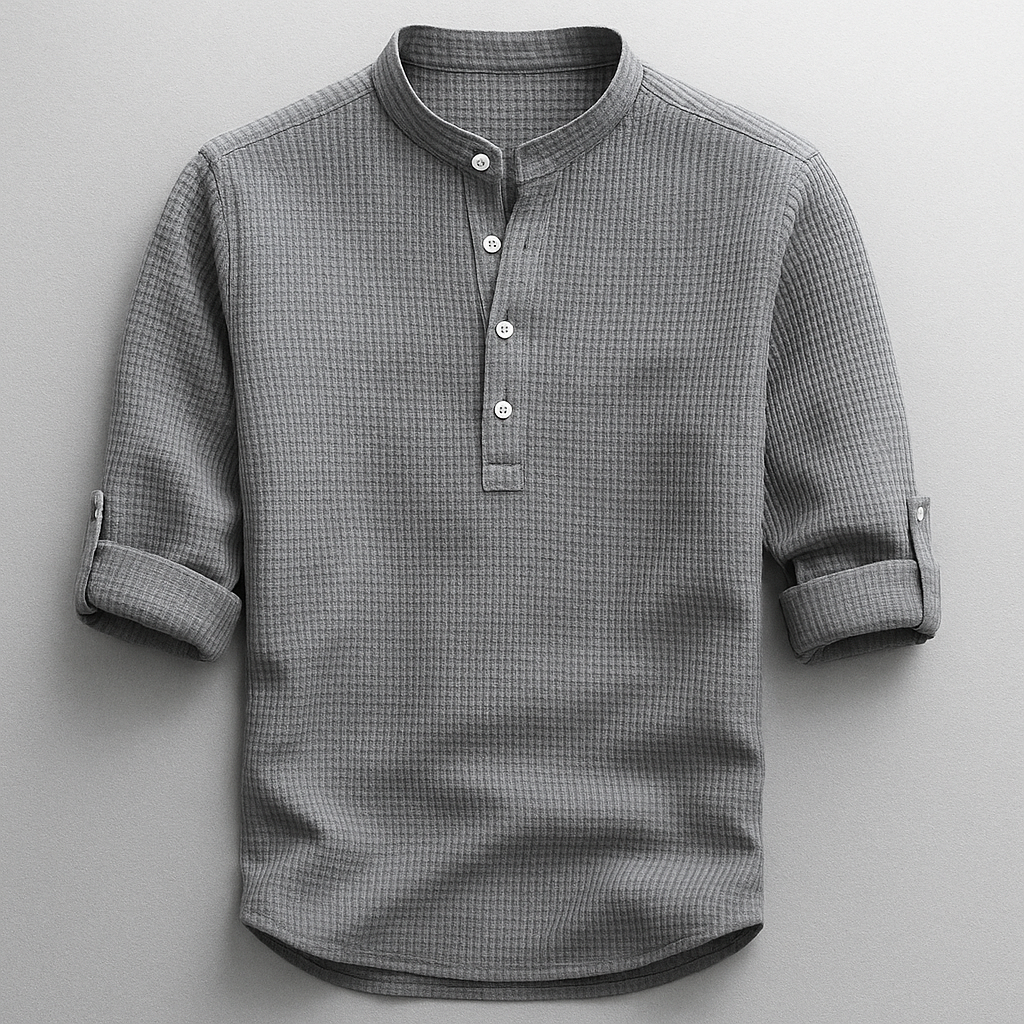 Callen Textured Cotton Henley Shirt – Relaxed Fit Casual Shirt