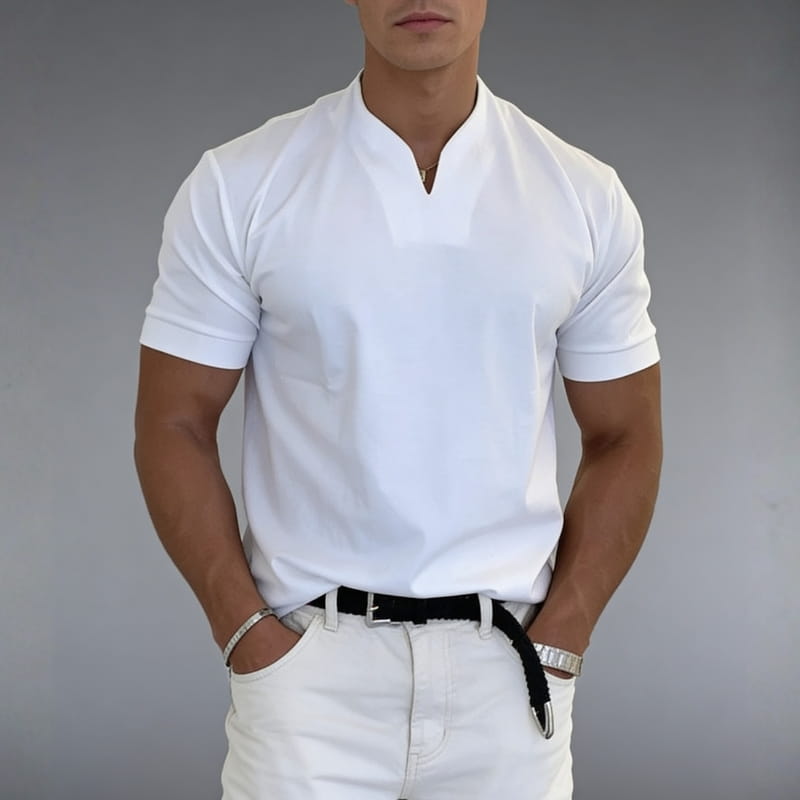 Giorgio Lightweight Breathable V Neck T-Shirt – Tailored Everyday Shirt