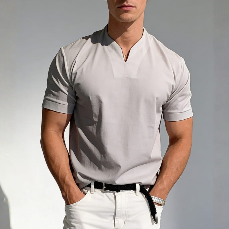Giorgio Lightweight Breathable V Neck T-Shirt – Tailored Everyday Shirt