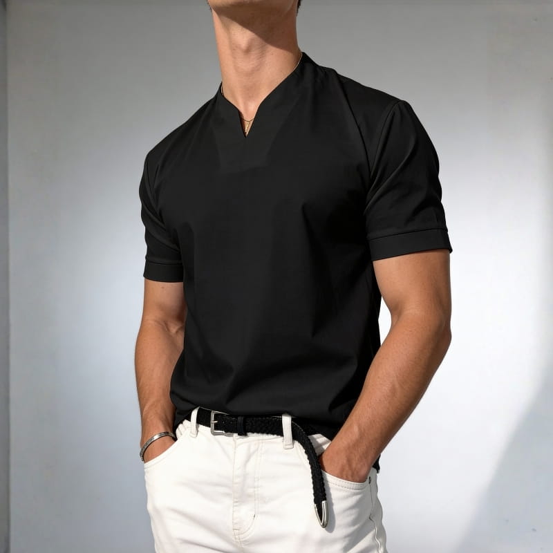Giorgio Lightweight Breathable V Neck T-Shirt – Tailored Everyday Shirt