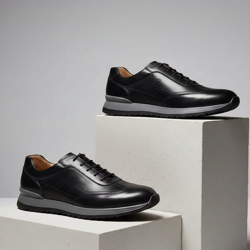 Mauro Genuine Leather Casual Sneakers – Lace Up Breathable Comfort Shoes