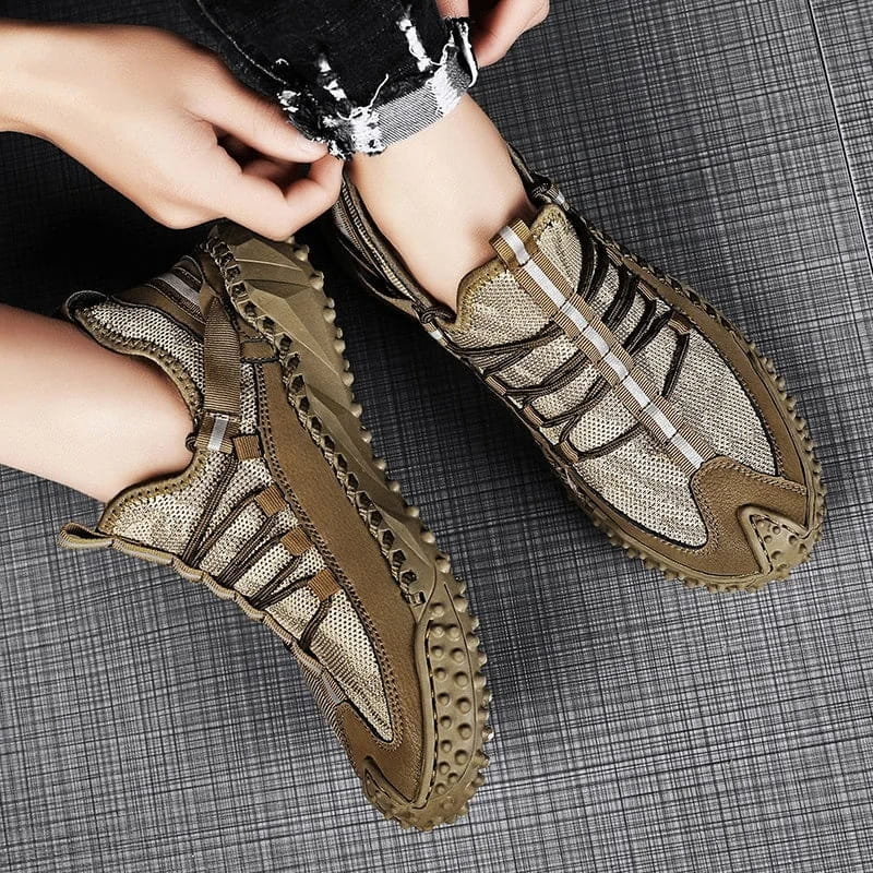 Clavio Genuine Leather & Mesh Sneakers – Rugged Lugged Sole Footwear