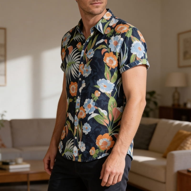 Sorrento Bloom Summer Shirt – Vibrant Floral Lightweight Casual Shirt