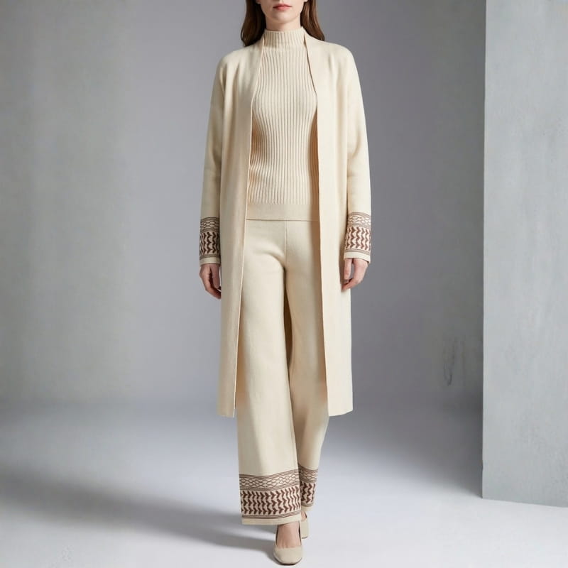 Giuliana Women's 3 Piece Lounge Set – Soft Viscose Wide Leg Pants Cardigan and Top