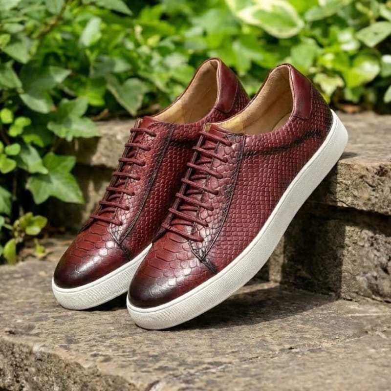 Vincenzo Croc-Embossed Leather Sneakers – Premium Casual Sneakers