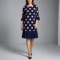 Penelope Pleated Polka Dot Midi Dress – Lightweight Chiffon Day Dress