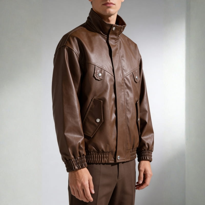 Marco Genuine Leather Bomber Jacket – Soft Durable Casual Outerwear