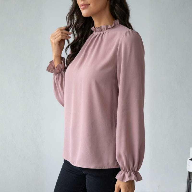 Katarina Ruffle Collar Blouse – Puff Sleeve Top