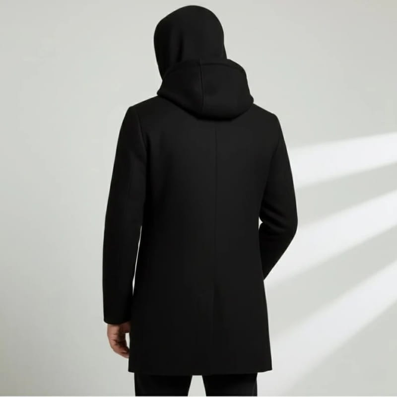 Loreno Men’s Hooded Wool Coat – Premium Textured Winter Outerwear