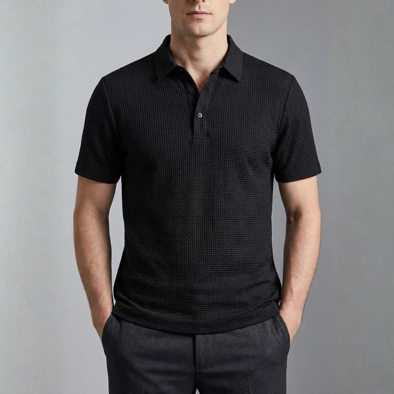 Steven Modern Performance Textured Polo – Breathable Stretch Comfort Shirt