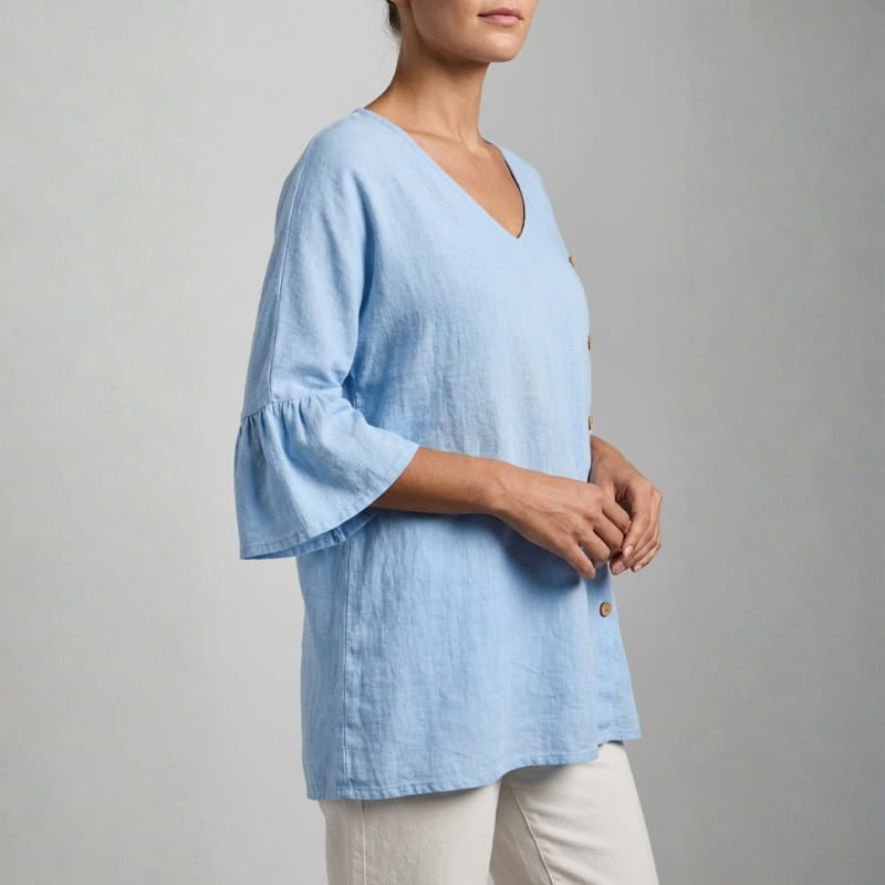 Carisa Linen Button Blouse – Lightweight Breathable Everyday Top