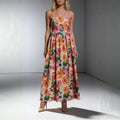 Vivienne Floral Print Maxi Dress – Gathered Waist Silhouette