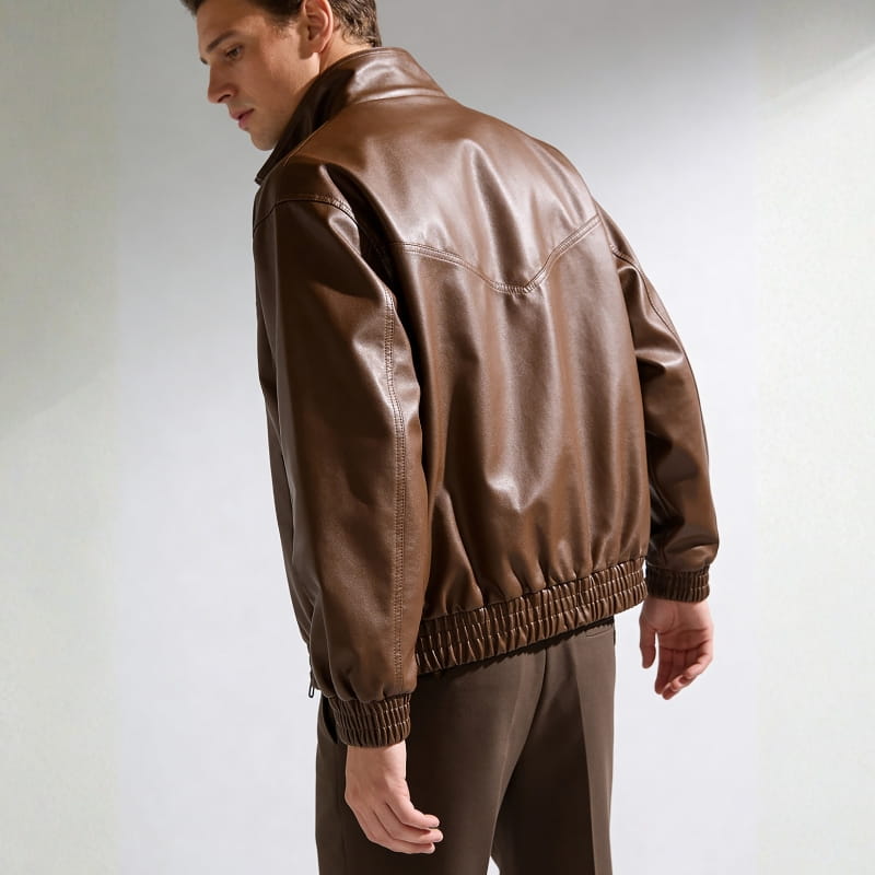 Marco Genuine Leather Bomber Jacket – Soft Durable Casual Outerwear