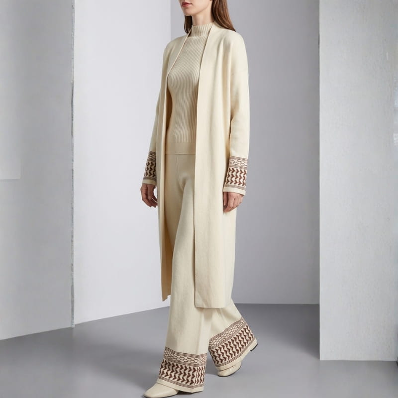 Giuliana Women's 3 Piece Lounge Set – Soft Viscose Wide Leg Pants Cardigan and Top