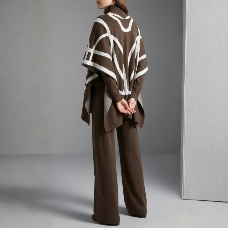 Eleine Women’s Knit Lounge Set – Viscose-Blend Sweater, Cardigan & Wide-Leg Pants