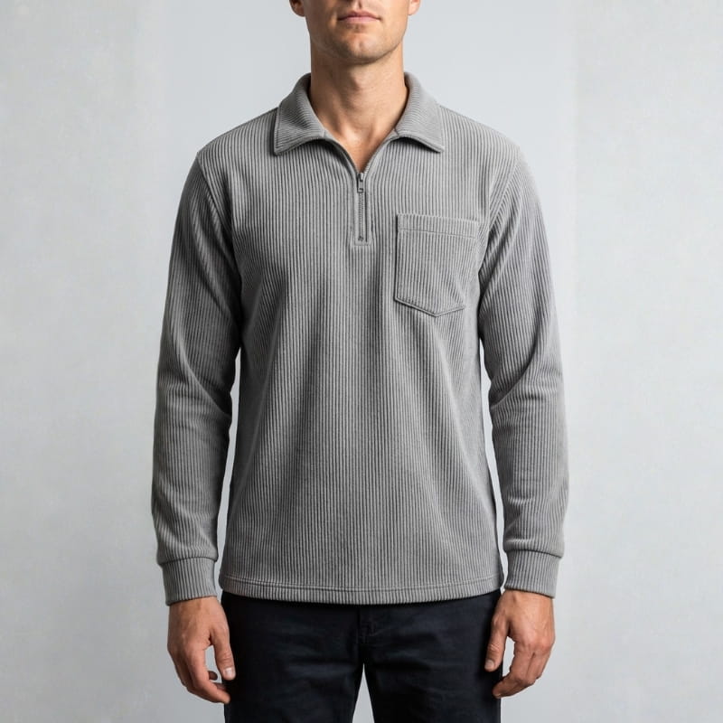 Lucien Corduroy Quarter Zip Polo Shirt – Soft Premium Layering Top