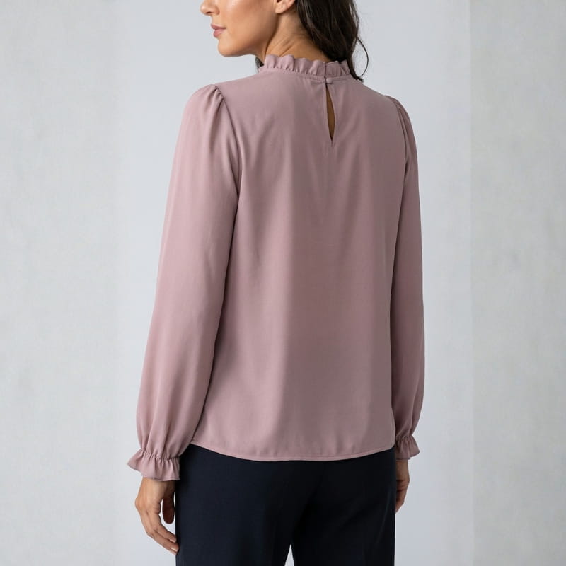 Katarina Ruffle Collar Blouse – Puff Sleeve Top
