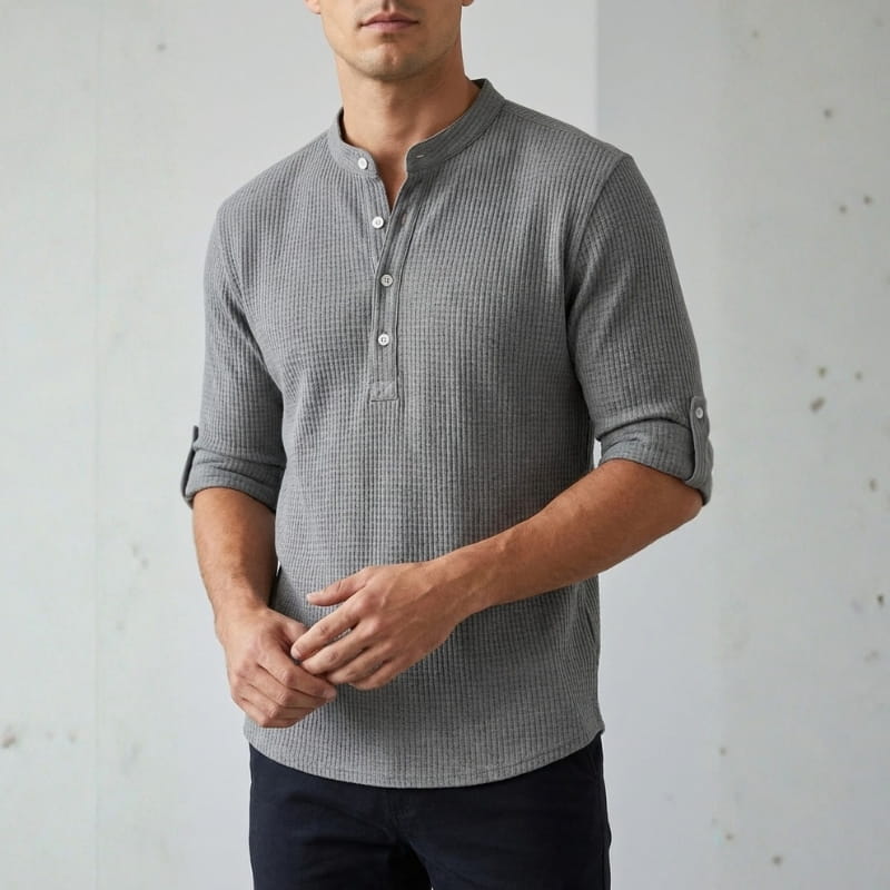 Callen Textured Cotton Henley Shirt – Relaxed Fit Casual Shirt