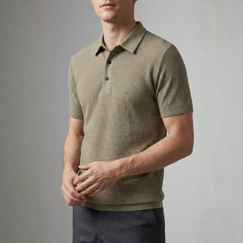 Steven Modern Performance Textured Polo – Breathable Stretch Comfort Shirt