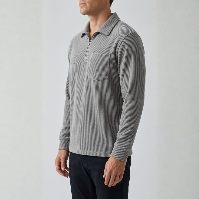 Lucien Corduroy Quarter Zip Polo Shirt – Soft Premium Layering Top