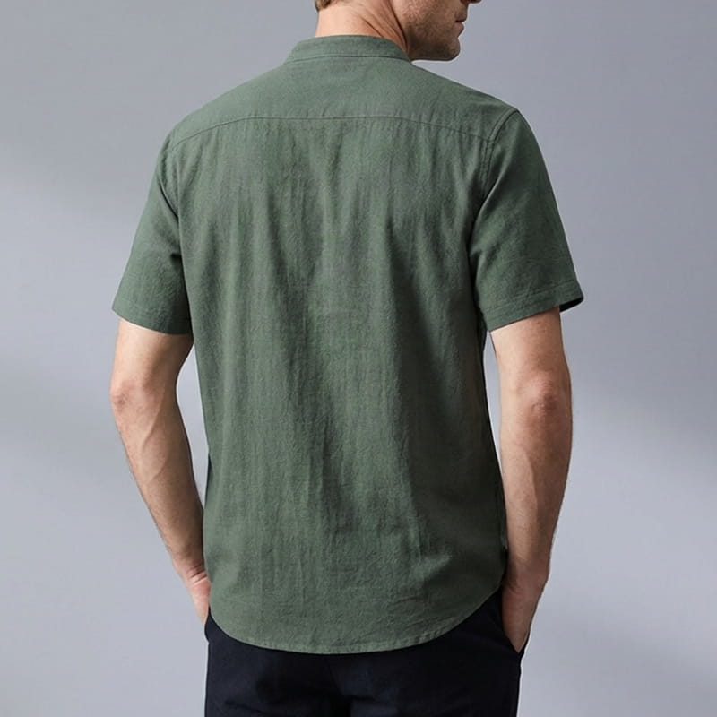 Ethan Relaxed Cotton Mandarin Collar Shirt – Soft Stretch Casual Shirt