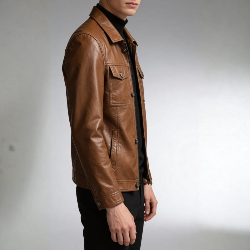 Dario Genuine Leather Jacket – Soft Structured Casual Outerwear