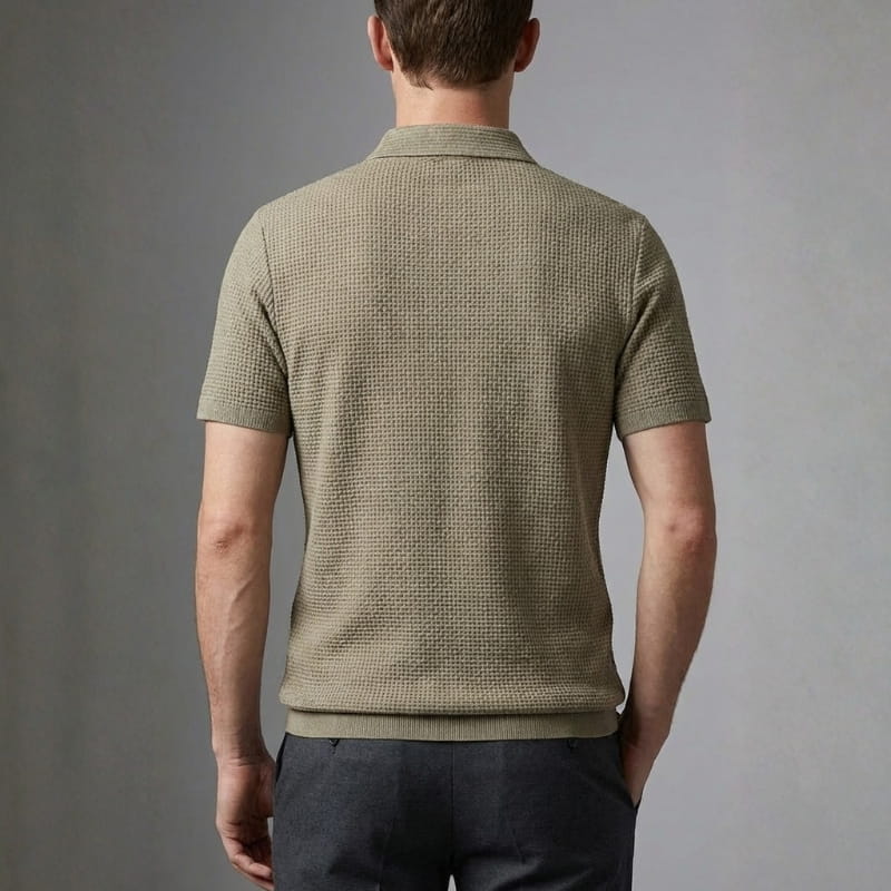 Steven Modern Performance Textured Polo – Breathable Stretch Comfort Shirt