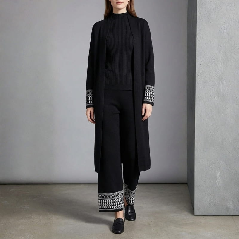 Giuliana Women's 3 Piece Lounge Set – Soft Viscose Wide Leg Pants Cardigan and Top