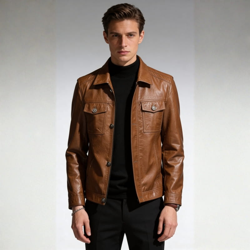 Dario Genuine Leather Jacket – Soft Structured Casual Outerwear