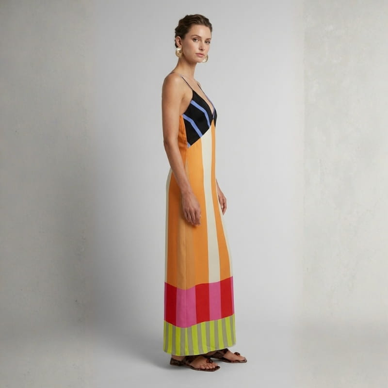 Junifer Multicolor Paloma Dress – Elegant Vibrant Maxi Dress