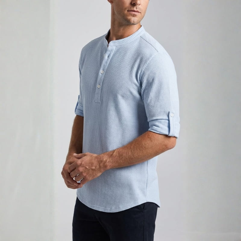 Callen Textured Cotton Henley Shirt – Relaxed Fit Casual Shirt