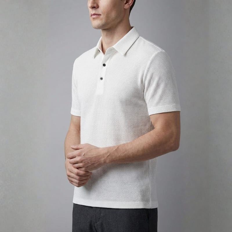 Steven Modern Performance Textured Polo – Breathable Stretch Comfort Shirt