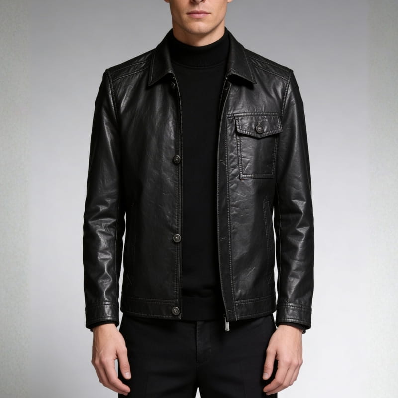 Dario Genuine Leather Jacket – Soft Structured Casual Outerwear