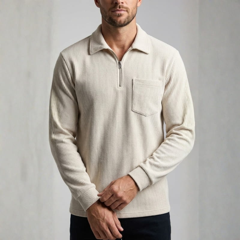 Lucien Corduroy Quarter Zip Polo Shirt – Soft Premium Layering Top