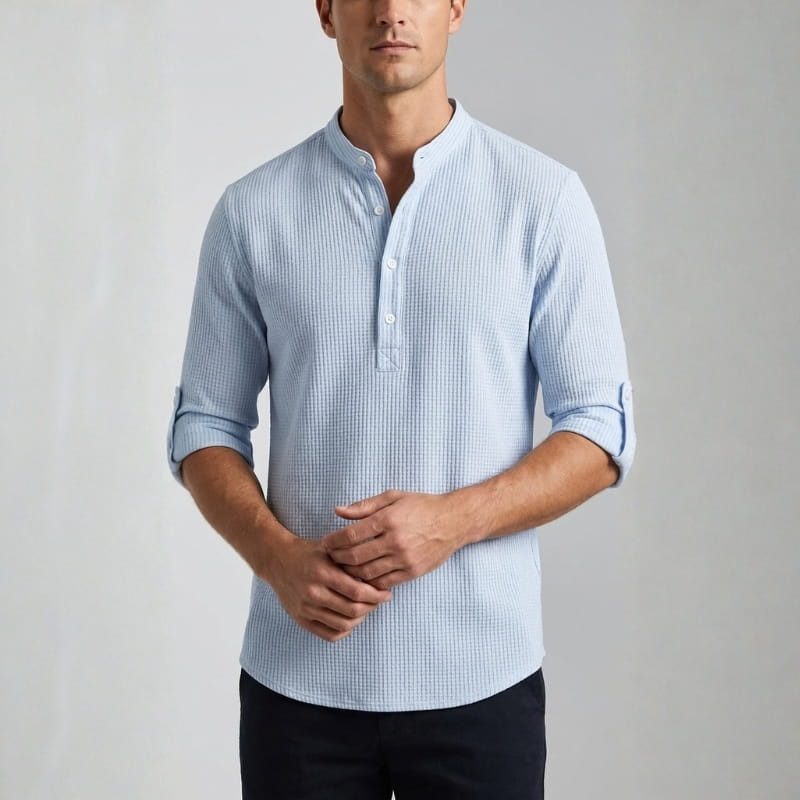 Callen Textured Cotton Henley Shirt – Relaxed Fit Casual Shirt