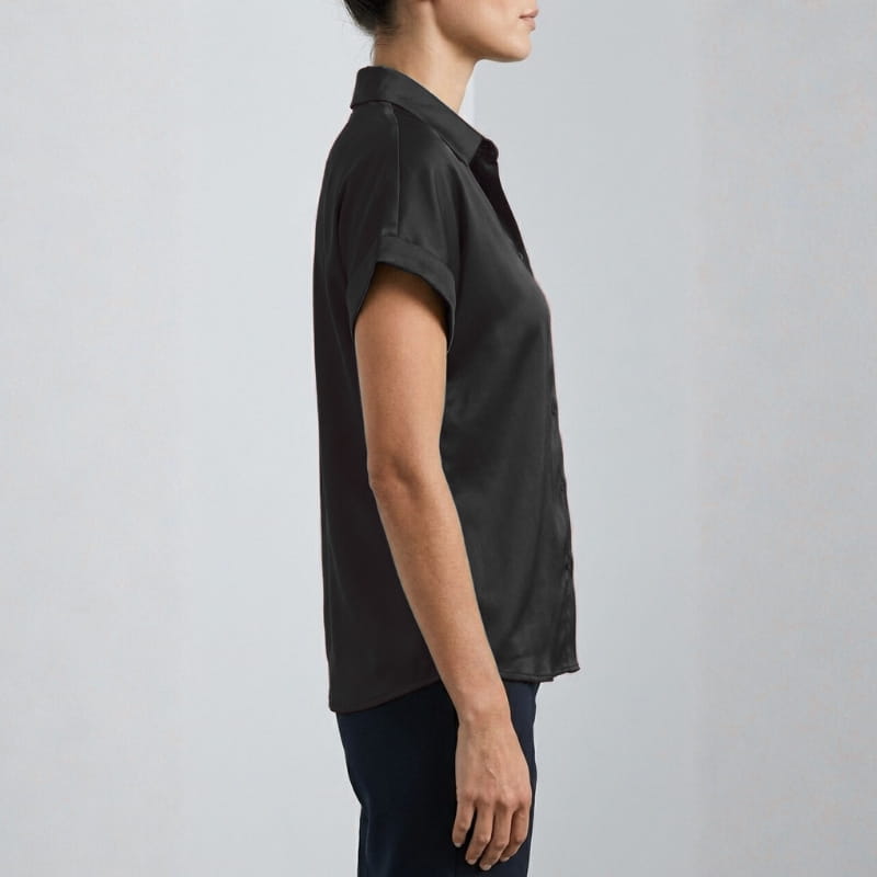 Elara Satin - Elegant V-Neck Blouse