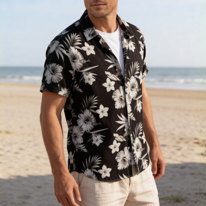 Randy Tropical Floral Button-Up Shirt – Lightweight Summer Shirt