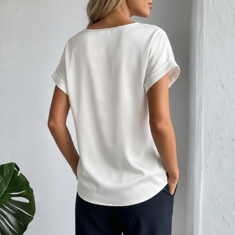 Elara Satin - Elegant V-Neck Blouse