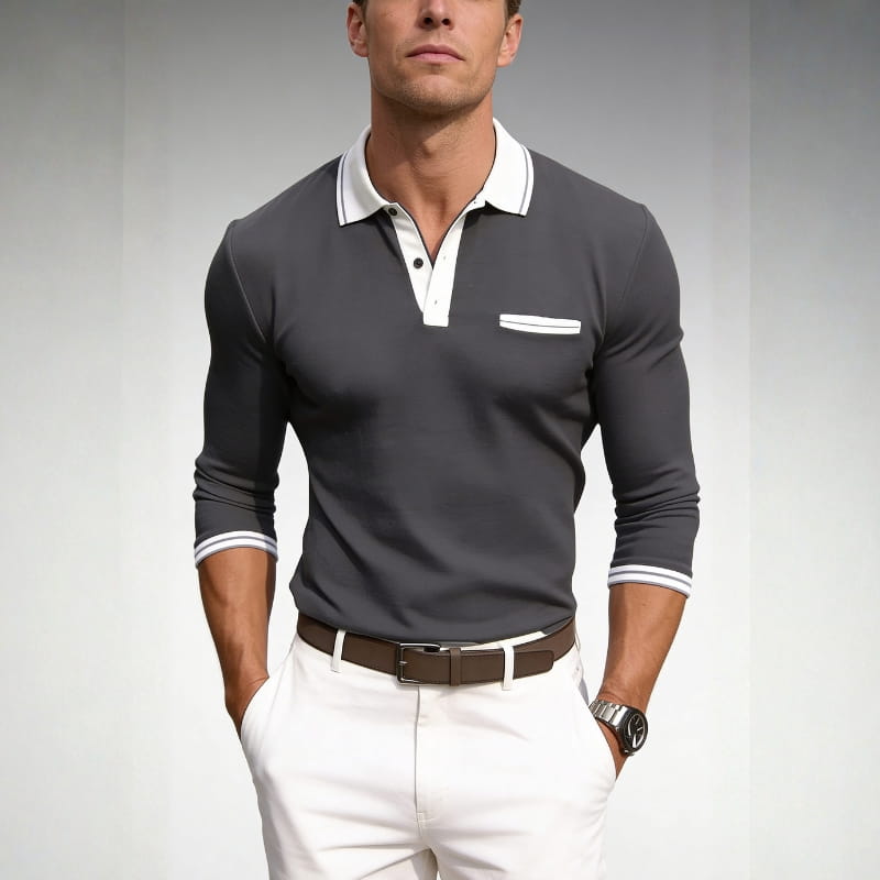 Flavio Performance Polo Shirt – Breathable Long Sleeve Polo