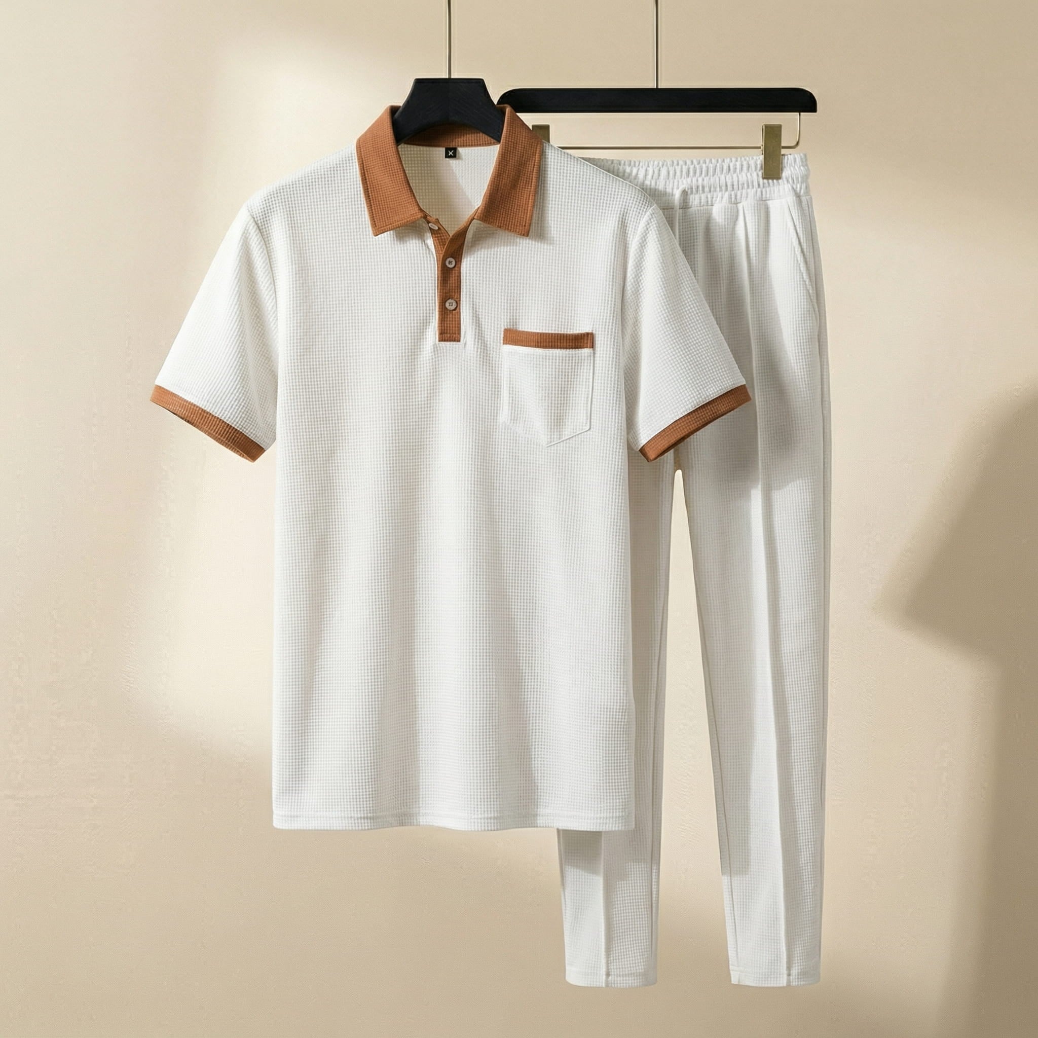Matteo Men's Cotton Lounge Set – Polo Shirt and Trousers Two Piece Set