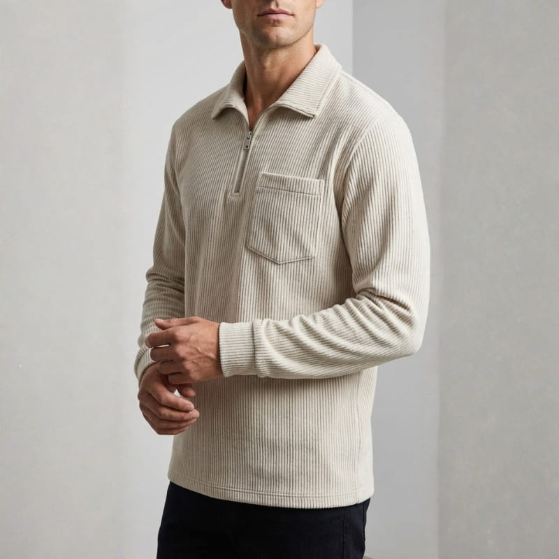 Lucien Corduroy Quarter Zip Polo Shirt – Soft Premium Layering Top